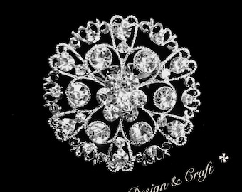 Silver High Quality Crystal Rhinestone Embellishment Broach Pin Rhinestone Brooch Big Clear Crystal Brooch DIY Wedding Bouquet Brooch STY:A3