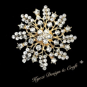 Gold High Quality Crystal Rhinestone Embellishment Broach Pin Rhinestone Brooch Big Clear Crystal Brooch DIY Wedding Bouquet Brooch STY: B6