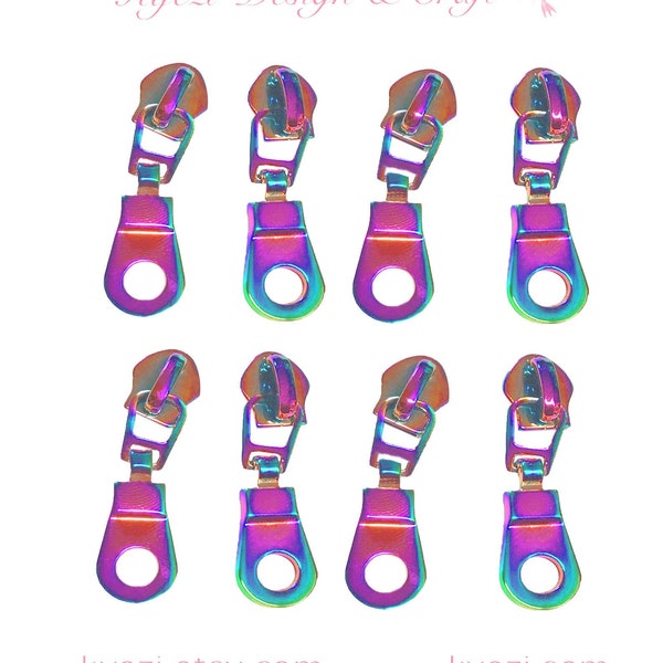 5 to 100 pcs Rainbow Non-locking Donut Shape Zipper Pull for Purse Coil Zippers, Nylon Zipper Pulls, Nylon Zipper Pulls, Gauge #5