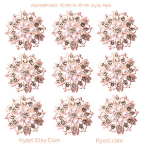 9pcs Rose Gold Gorgeous Luxury Sparkling Rhinestone Brooch, High Quality Pearl Crystal Brooch Wedding Embellishment Kit Decoration Style 6