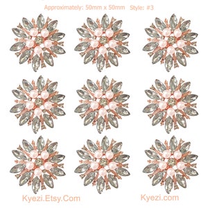 9stk Rose Gold wunderschöne Luxus funkelnde Strass Brosche, hochwertige Perle Kristall Brosche Hochzeit Verschönerung Kit Dekoration Style 3