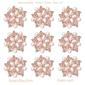 9stk Rose Gold wunderschöne Luxus funkelnde Strass Brosche, hochwertige Perle Kristall Brosche Hochzeit Verschönerung Kit Dekoration Style 7