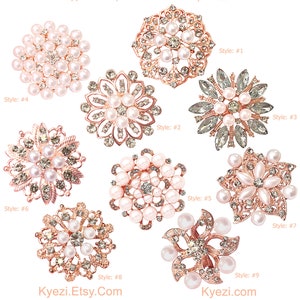 1 3 5 pcs Rose Gold Gorgeous Luxury Sparkling Rhinestone Brooch, High Quality Pearl Crystal Wedding Bouquet Embellishment Decoration