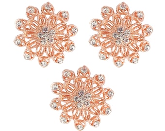 1 5 10 piezas Broche de diamantes de imitación de lujo hermoso en oro rosa, broche de cristal de alta calidad, adorno decorativo para bodas, estilo R7
