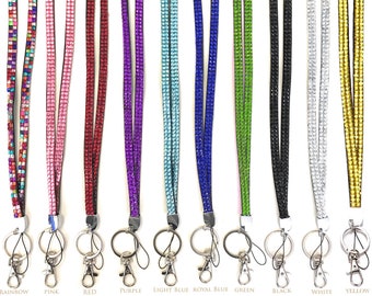 1 5 15 20 pc Rhinestone Crystal Luxury Bling Bling Lanyard for Cell Phone ID Key Chain Holder Badge ID - U.S Seller, Fast Shipping