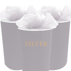 Trois rouleaux en tulle d’argent 6 " x 100yd - 6 pouces - 100 yards - Ruban de tissu Tutu Arcs nuptials - Cadeau de mariage Artisanat Bow Décoration
