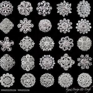 Wholesale 10-100 pcs Silver High Quality Crystal Rhinestone Brooch Pin Wedding Bouquet Cake DIY Kit Invitation Decoration