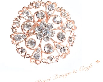 Rose Gold High Quality Crystal Rhinestone Embellishment Broach Pin Rhinestone Brooch Big Crystal Brooch DIY Wedding Bouquet Brooch STY: D3