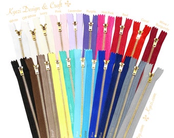 10 Stk. 6 Zoll Jeans Reißverschlüsse #5 Brass Closed Bottom Metall Reißverschlüsse mit Verschluss Schieber - Rosa Blau Weinrot Grau Schwarz Grün Natur Hot Pink