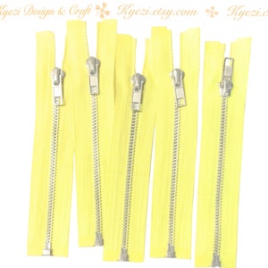 28 Inch Yellow Silver Separating Jacket Zipper,  Gauge 5 Sale Wholesale Zippers Aluminum Metal Teeth Zippers
