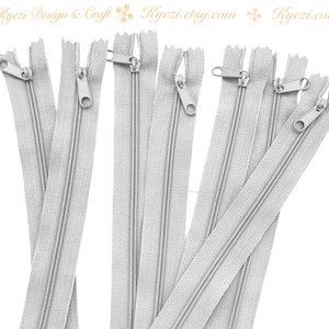 De 1 a 10 piezas de cremalleras de nailon de 18 pulgadas de largo, de color gris claro, para bolsos y carteras