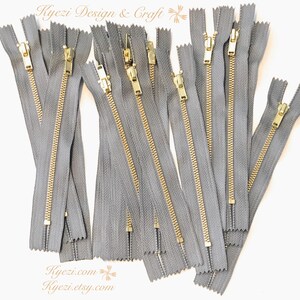 3 to 50 pcs 6 inch Charcoal / Dark Grey Tape, Brass Metal Teeth Zippers - U.S. SELLER Fast Shipping