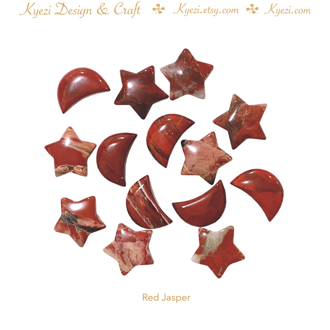 Red Jasper Stars / Cresecent Moons Pocket Size Crystal Stone, Natural Healing Gemstone K412A Etsy