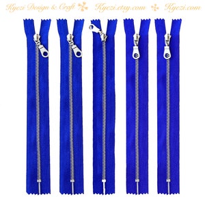 3 5 10 stuks Royal Blue Silver Donut Pull metalen tanden ritsen 8 10 12 inch