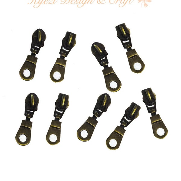 5 to 100 pcs Antique Bronze Non-locking Donut Shape Zipper Pull for Purse Coil Zippers, Nylon Zipper Pulls, Nylon Zipper Pulls, Gauge #5