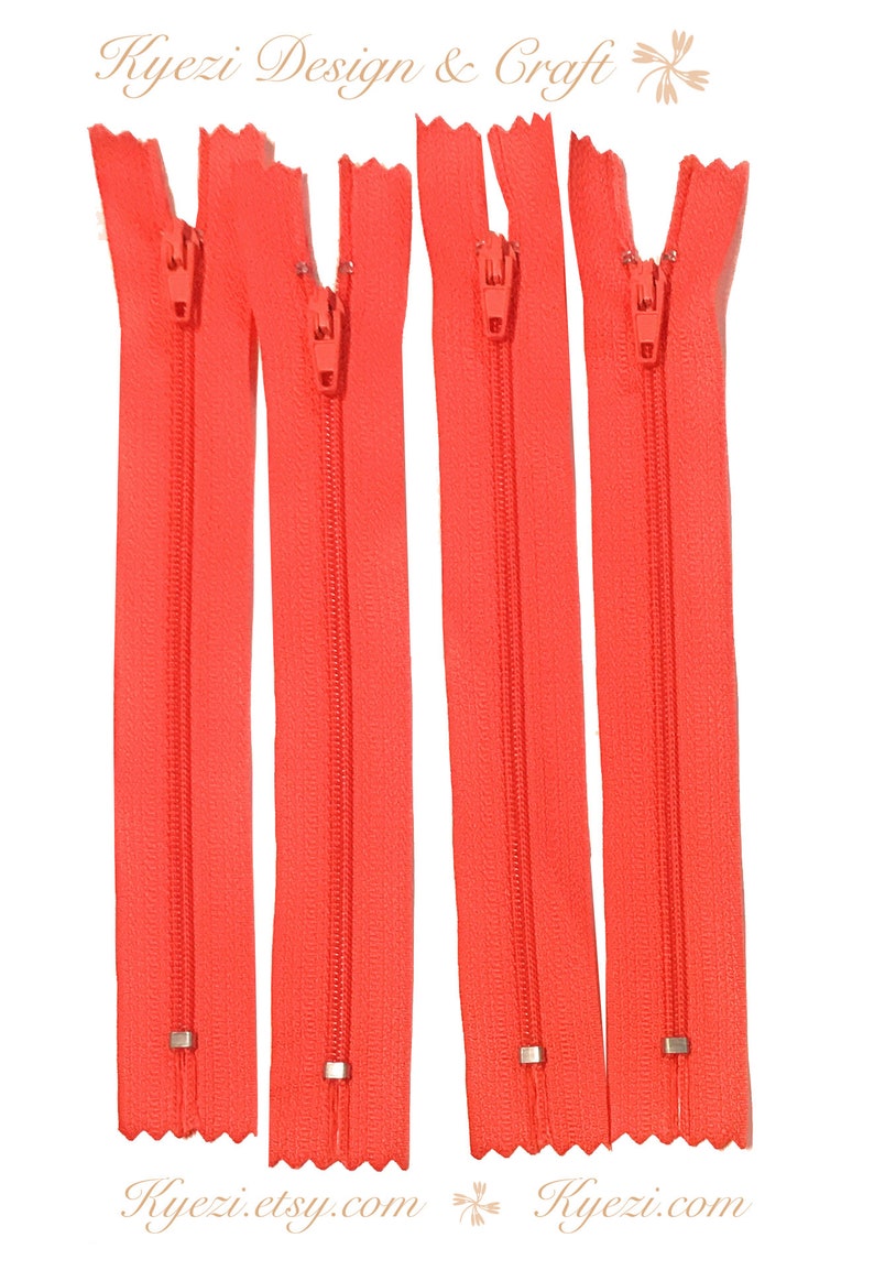 NEW 10/" Red Nylon Coil Zippers Garment Clothing Sewing Crafts Trouser Lot QTY:10