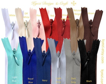 5 10 15 pcs 22" inch Invisible Zippers -Pink Blue Brown Burgundy Grey Black Natural Beige White Black Navy Off White Ivory Red Burgundy