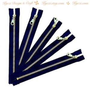 3 5 10 Pcs Black Gold Donut Pull Brass Metal Teeth Zippers 8 10 12 Inch