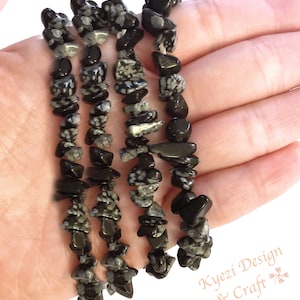 1 3 5 10 pcs Snowflake Obsidian Stretchy String Chip Bracelet Chakras Stone Jewelry Bracelets