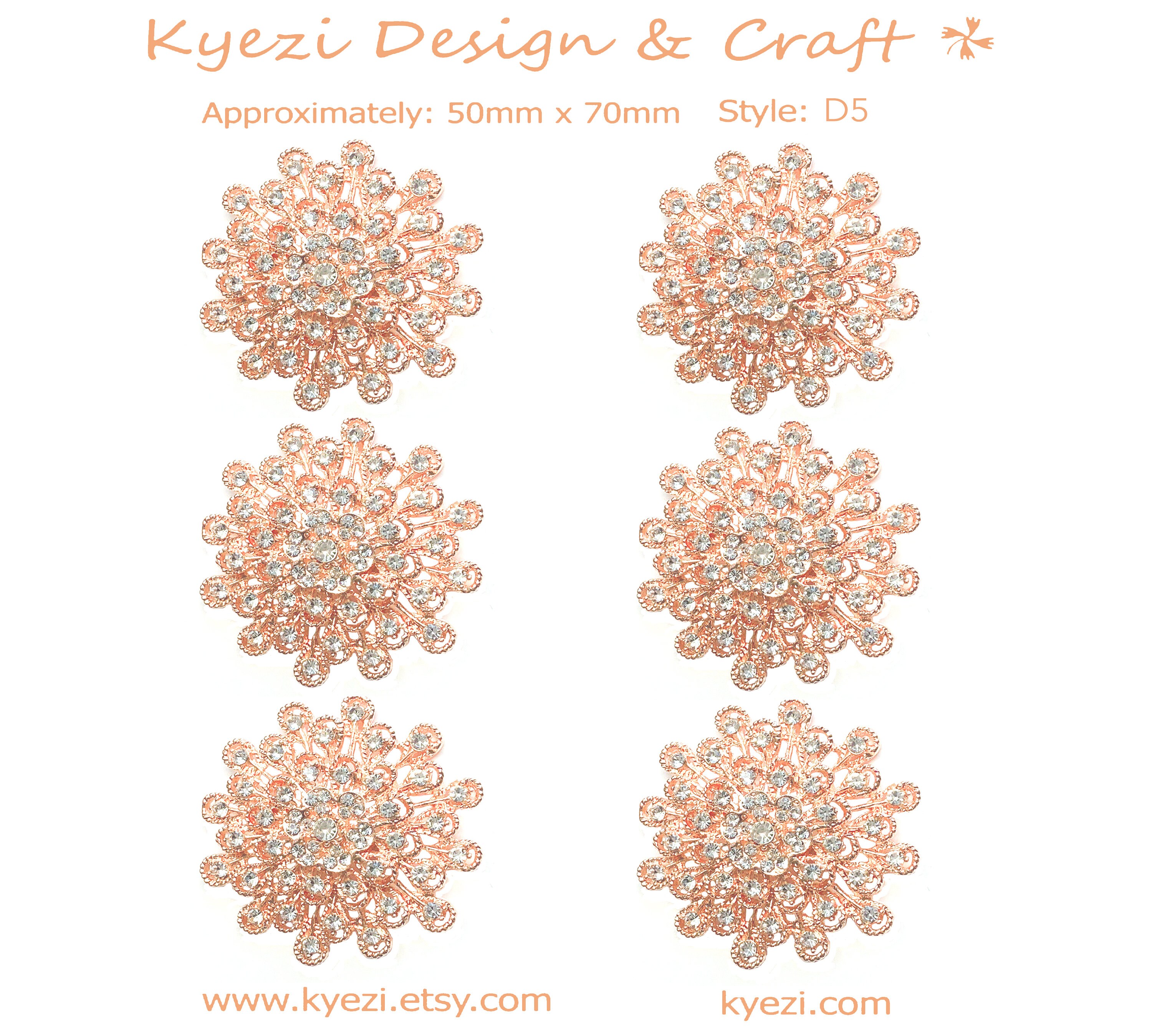 6pcs Rose Gold High Quality Crystal Rhinestone Embellishment Etsy