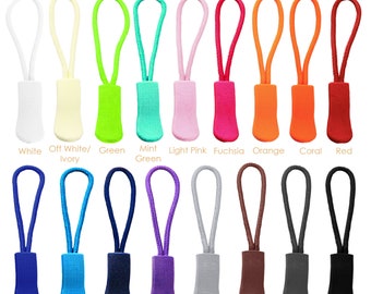 Zipper Pull Tab for Travel Bags Backpack Purse Tent Gym Bag Jacket Cover Lanyard, Easy to Grab Sewing Notions, Black Brown Pink Purple White