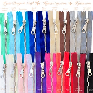 3 5 10 Pcs Donut Pull Silver Metal Teeth Zippers 8 10 12 Inch Pink Blue Brown Grey Black Natural Hot Pink Turquoise Fuchsia Off White Ivory