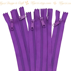 1 to 10 pcs 10 Inch Purple Long Pull Nylon Zippers, Handbag Purse Pull Zippers