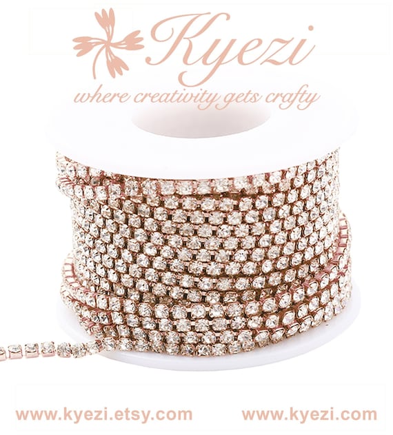 Applicazioni Strass A Catena - Decorazioni Scintillanti Per Abiti, Matrimoni, Fai-da-te - Foto 4