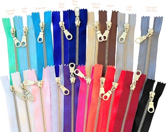 3 5 10 Pcs Donut Pull Brass Metal Teeth Zippers 8 10 12 Inch Pink Blue Brown Grey Black Natural Hot Pink Turquoise Fuchsia Off White Ivory