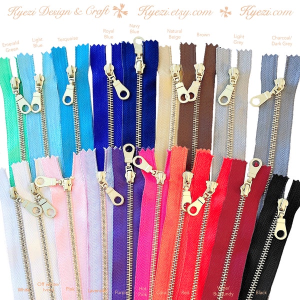 3 5 10 Pcs Donut Pull Brass Metal Teeth Zippers 8 10 12 Inch Pink Blue Brown Grey Black Natural Hot Pink Turquoise Fuchsia Off White Ivory
