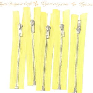 16 Inch Yellow Silver Separating Jacket Zipper,  Gauge 5 Sale Wholesale Zippers Aluminum Metal Teeth Zippers