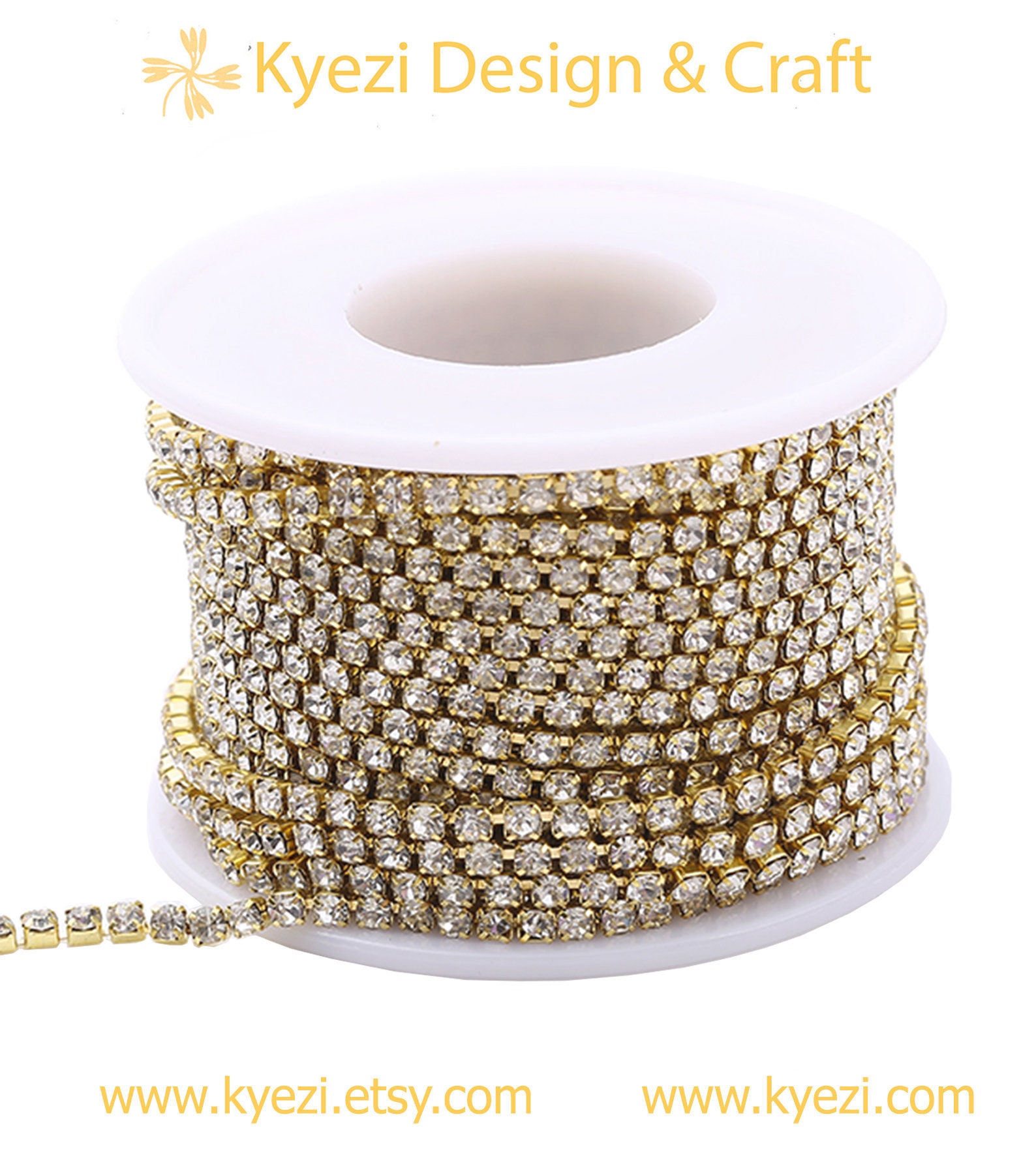 11 Yards Crystal Rhinestone Close Chain Trimming Jewelry Sewing Crafts DIY 2mm 