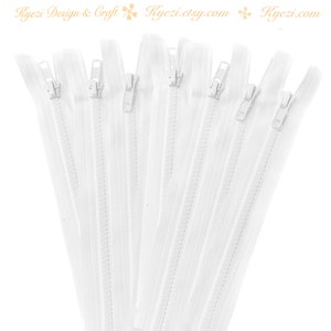 20 Inch White Chunky Teeth Molded Plastic Separating Sports Zippers - Gauge 5
