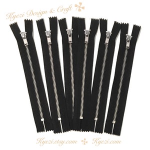 3 5 10 pcs Black Tape, Silver Metal Teeth Zippers Available in 4, 5, 6, 7, 8, 9, 10, 12, 14, 16, 18 inches - U.S. SELLER Fast Shipping