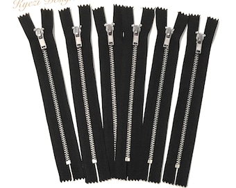 3 5 10 pcs Black Tape, Silver Metal Teeth Zippers Available in 4, 5, 6, 7, 8, 9, 10, 12, 14, 16, 18 inches - U.S. SELLER Fast Shipping