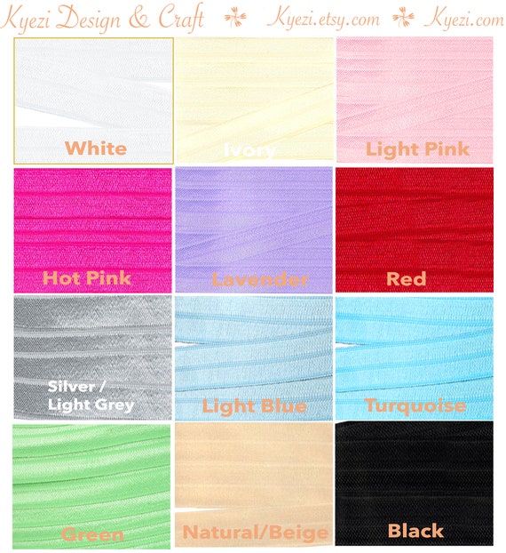5/8" 15mm Fold Over Elastic Band Foldover Elastic By the Yard 1 5 10 yards for Headbands Hair Ties Dress Lace Trims, DIY Crafts - US Seller