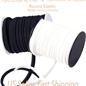 May include: Two spools of round elastic, one black and one white, each with a width of 5mm (1/4 inch).