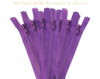 26 Inch Purple Chunky Teeth Molded Plastic Separating Sports Zippers - Gauge 5