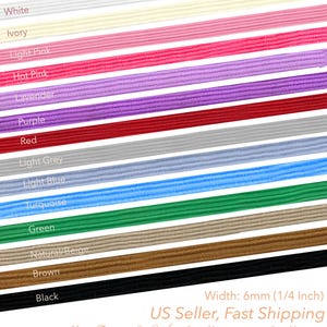 1/4" (6mm) Flat Elastic Band 1 5 10 20 50 100 yards, Thin Colored Elastic, DIY Craft Sewing Garment Accessories, Hairband, Baby Apparel