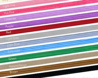 1/4" (6mm) Flat Elastic Band 1 5 10 20 50 100 yards, Thin Colored Elastic, DIY Craft Sewing Garment Accessories, Hairband, Baby Apparel