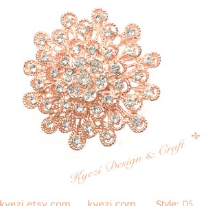 Rose Gold High Quality Crystal Rhinestone Embellishment Broach Pin Rhinestone Brooch Big Crystal Brooch DIY Wedding Bouquet Brooch STY: D5