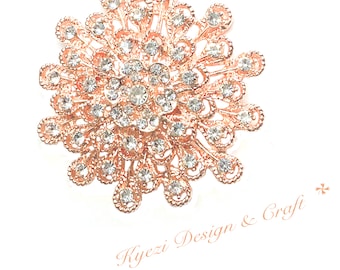 Rose Gold High Quality Crystal Rhinestone Embellishment Broach Pin Rhinestone Brooch Big Crystal Brooch DIY Wedding Bouquet Brooch STY: D5