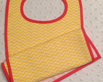 Yellow Chevron Baby Bib and Burp Cloth Set - Minky Baby Shower Gift - Can Be Monogrammed with Baby's Name or Initials