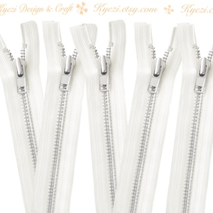 Cremallera de separación plateada blanquecina de 36 pulgadas para chaqueta, calibre 5, venta al por mayor, cremalleras de dientes de metal de aluminio