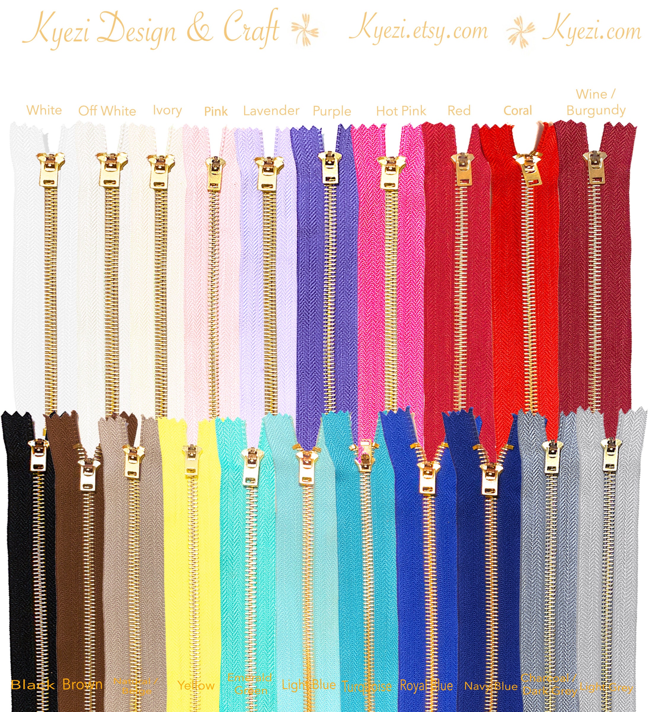 1 Pc 11 Inch Jeans Zippers #5 Brass Closed Bottom Metal