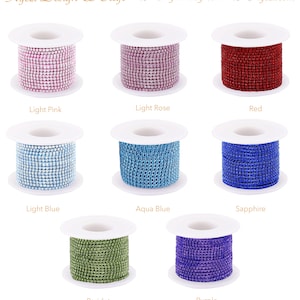 2mm Rhinestone Chain By Yard With High Quality Glass Crystals, Colorful Rhinestones, DIY Sparkling Accessories