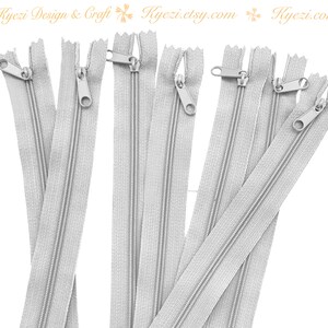 De 1 a 10 piezas de cremalleras de nailon de 9 pulgadas de largo, de color gris claro, para bolsos y carteras