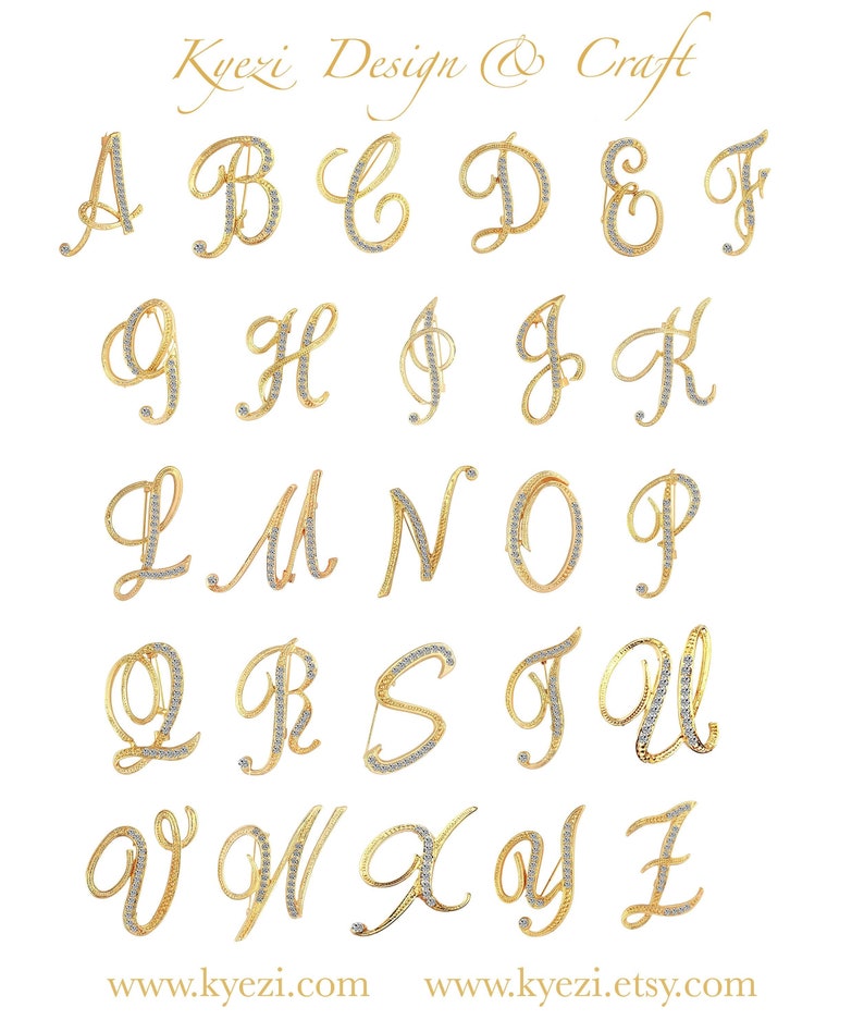 Wholesale High Quality Gold Rhinestone Crystal English Letters image 0