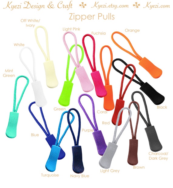 10pcs Zipper Pull Zip Tags Cord Extension Glow In The Dark For Jacket Tent Bag 