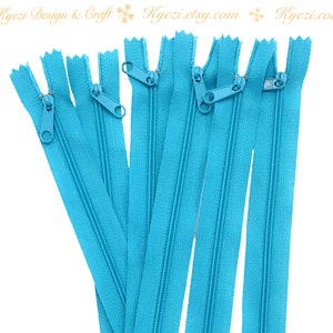 1 to 10 pcs 7 Inch Turquoise Long Pull Nylon Zippers, Handbag Purse Pull Zippers